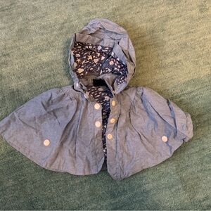 Cynthia Rowley Blue Hooded Cape Jacket